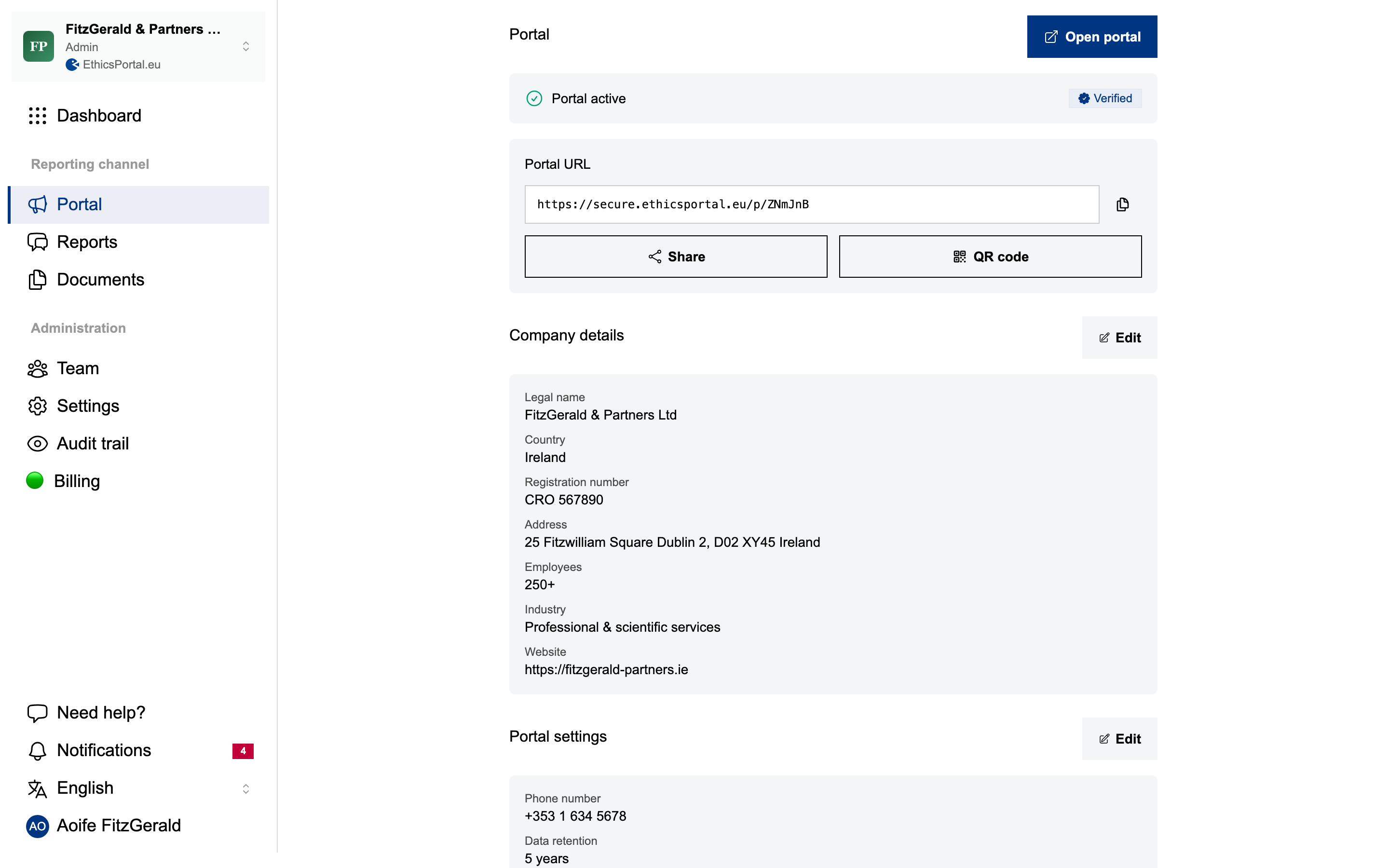 Portal configuration interface